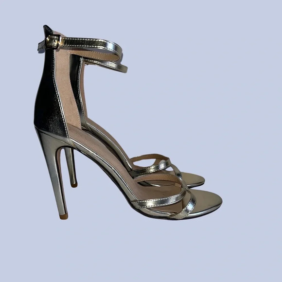 VENUS Gold Metallic Ankle Strap Heels – Stiletto Sandals Size 8 - Picture 4 of 8